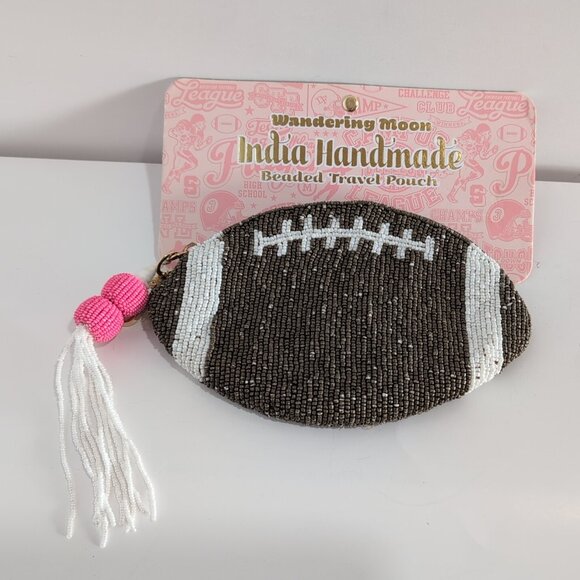 Wandering Moon Handbags - NEW Wandering Moon Beaded Travel Pouch Football India Handmade VIRAL TIK TOK